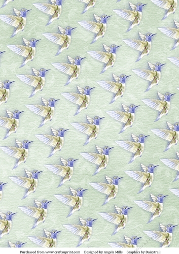 A4 Paper Birds in Flight on Green Background
