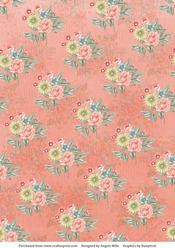 A4 Paper Peach/Yellow Flowers on Orange Background