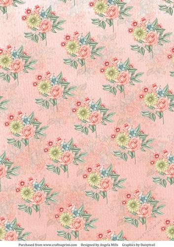 A4 Paper Peach/Yellow Flowers on Peach Background
