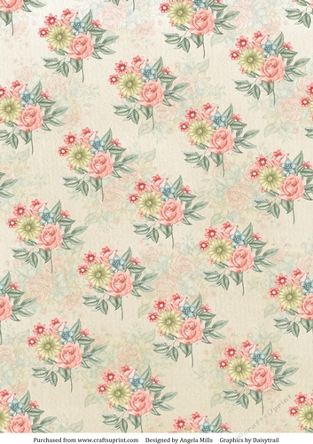 A4 Paper Peach/Yellow Flowers on Pale Yellow Background