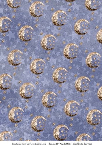 A4 Paper Gold Moon Design on Lavender Starry Background