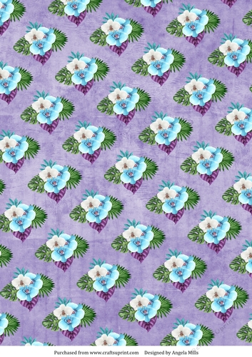 A4 Paper Tropical Floral Design on Lavender Background