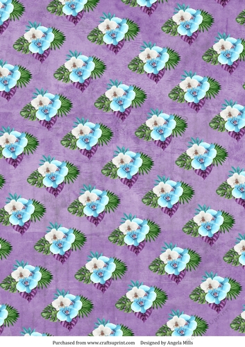 A4 Paper Tropical Floral Design on Lilac Background