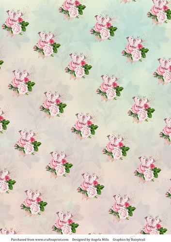 A4 Paper Butterflies/Floral on Green/Pink Background