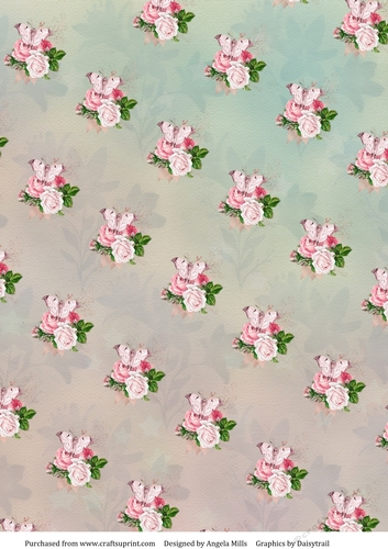 A4 Paper Butterflies/Floral on Green/Brown Background