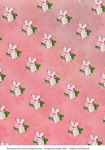 A4 Paper Butterflies/Floral on Pink Background