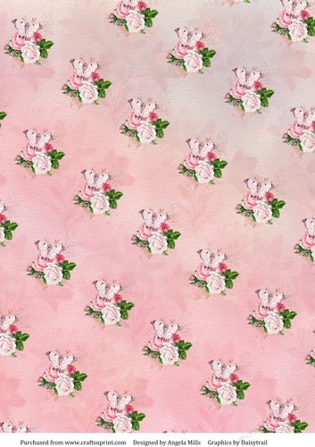 A4 Paper Butterflies/Floral on Light Pink Background