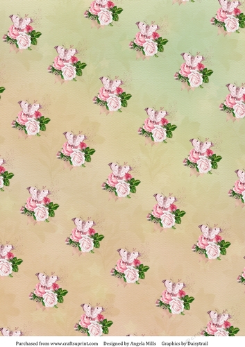 A4 Paper Butterflies/Floral on Green/Orange Background