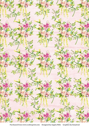 A4 Paper Butterflies/Floral on Pale Pink Background