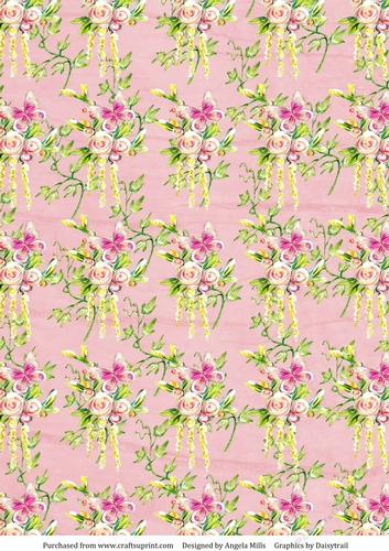 A4 Paper Butterflies/Floral on Pink Background