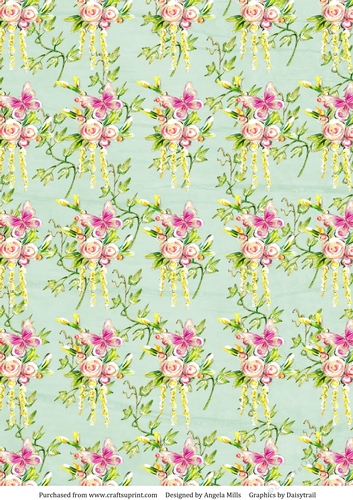 A4 Paper Butterflies/Floral on Aqua Background