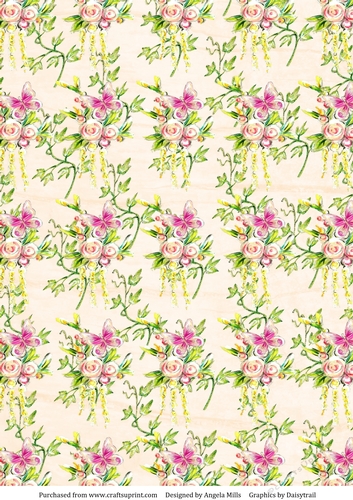 A4 Paper Butterflies/Floral on Cream Background