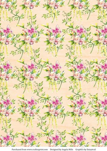 A4 Paper Butterflies/Floral on Light Yellow Background