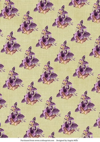 A4 Paper Shabby Chic Butterflies/Floral on Antique Linen Background