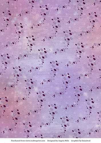 A4 Paper Violet Floral Confetti Swirls on Lavender/Pink Background