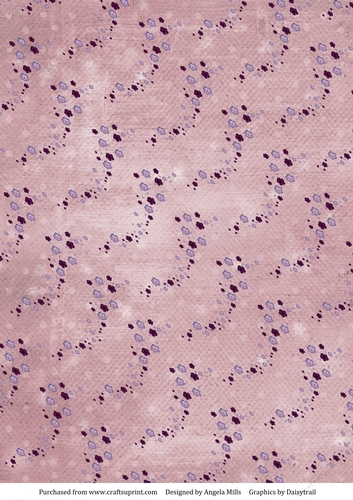 A4 Paper Violet Floral Confetti Swirls on Antique Rose Background