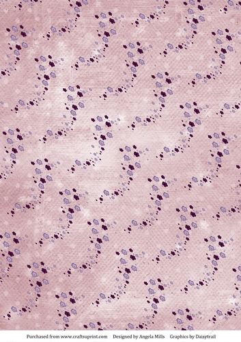 A4 Paper Violet Floral Confetti Swirls on Pink Background