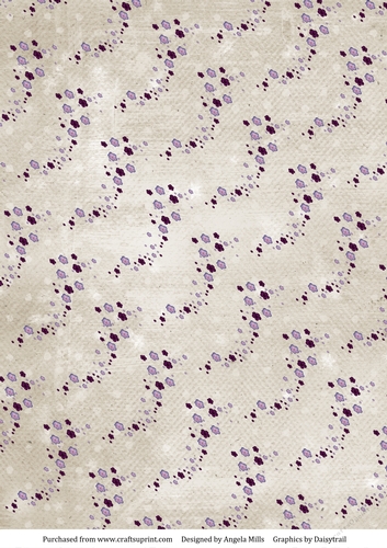 A4 Paper Violet Floral Confetti Swirls on Light Taupe Background