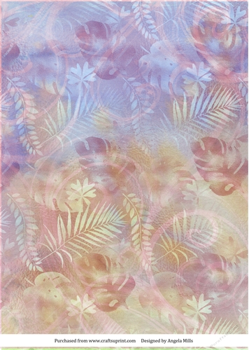 A4 Paper Tropical Leaves Lilac/Peach