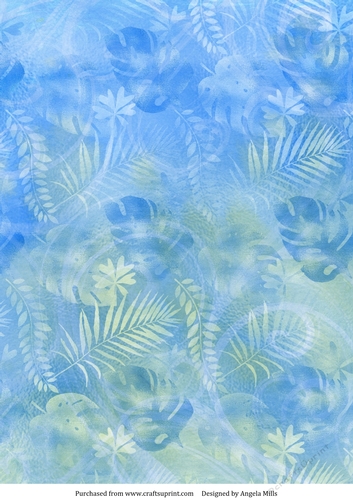 A4 Paper Tropical Leaves Cobalt Blue/Green