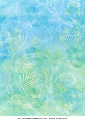 A4 Paper Tropical Leaves Turquoise Blue/Green