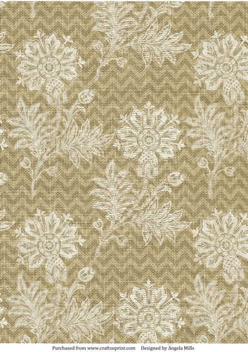 A4 Paper White Floral Lace on Tan Linen Background