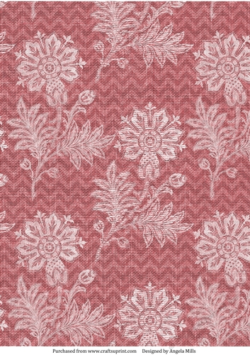 A4 Paper White Floral Lace on Rose Linen Background