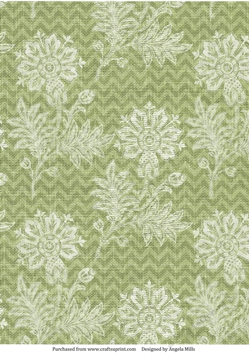 A4 Paper White Floral Lace on Green Linen Background