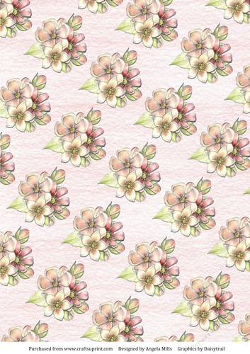 A4 Paper Pink/Yellow Pastel Floral on Pink Background