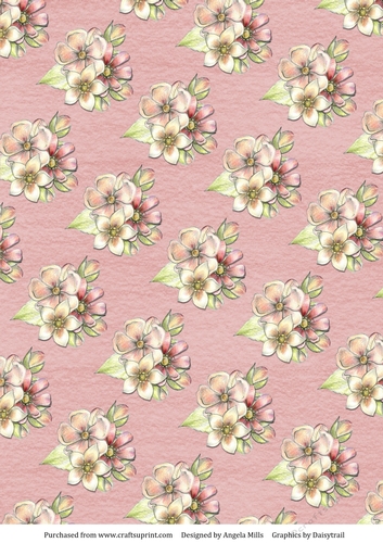 A4 Paper Pink/Yellow Pastel Floral on Antique Rose Background