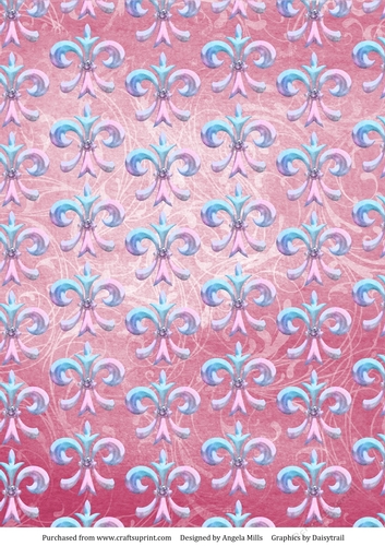 A4 Paper Pastel Fleur de Lys on Crimson Background