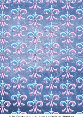 A4 Paper Pastel Fleur de Lys on Ultramarine Blue Background