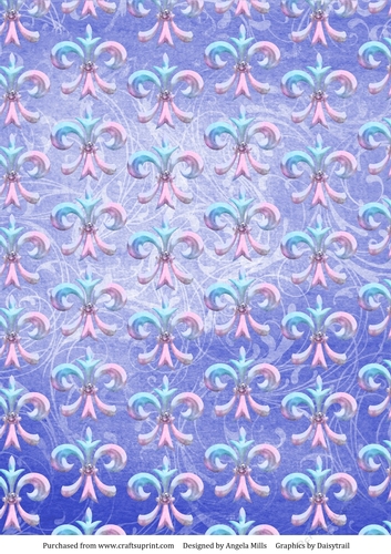 A4 Paper Pastel Fleur de Lys on Lilac Background