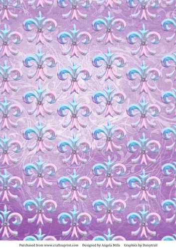 A4 Paper Pastel Fleur de Lys on Violet Background