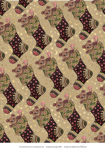 A4 Paper Christmas Stocking on Starry Kraft and Gold Background