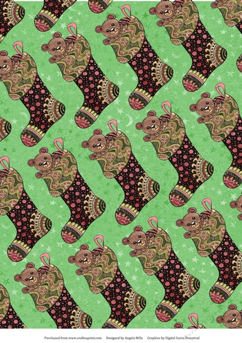 A4 Paper Christmas Stocking on Starry Green Background