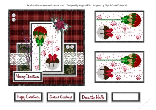 6 x 6 Christmas Card Front Plaid/Iced Cake Pops with Toppers and Sentiments