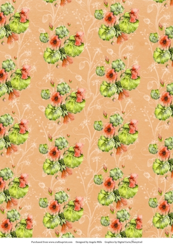 A4 Paper Nasturtiums on Peach Floral Background