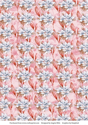 A4 Paper Blue and Pink Lilies