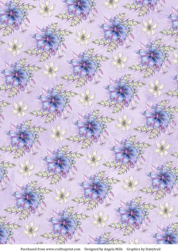 A4 Paper Lilac/White Flowers on Lilac Background