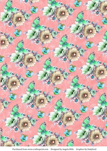 A4 Paper Flowers/Butterflies on Salmon Pink Background