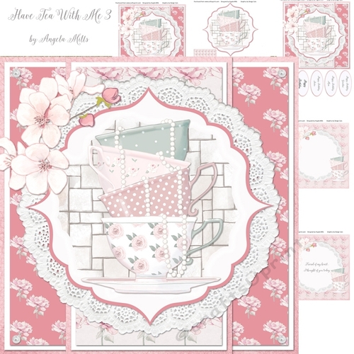 Have Tea With Me 3: Stacked Teacups  7x7 Card Mini Kit
