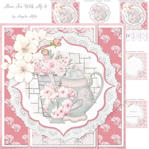 Have Tea With Me 4: Floral Teacup & Teapot  7x7 Card Mini Kit