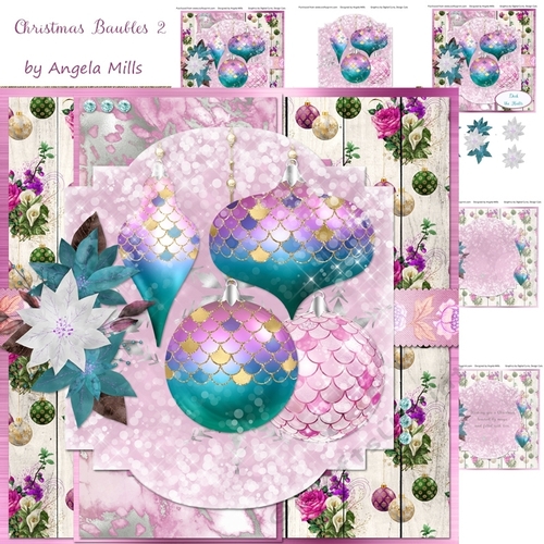 Christmas Baubles 2 7x7 Card Mini Kit