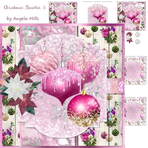 Christmas Baubles 3 7x7 Card Mini Kit
