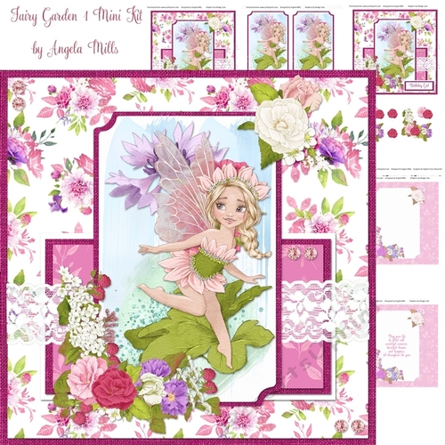 Fairy Garden 1 7 x 7 ard Mini Kit, 6 Sheets, Pink