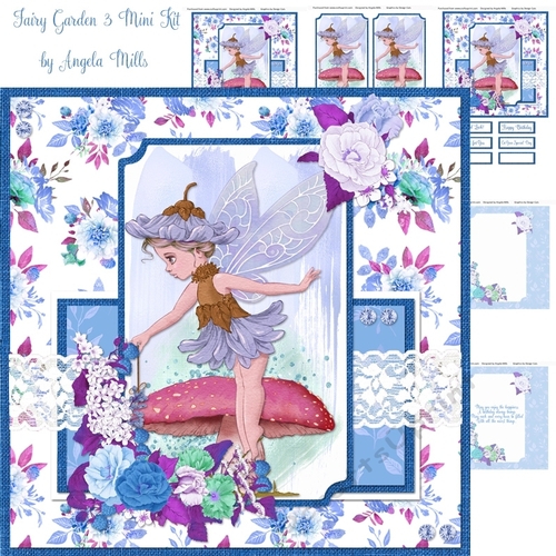 Fairy Garden 3 7 x 7 ard Mini Kit, 6 Sheets, Blue