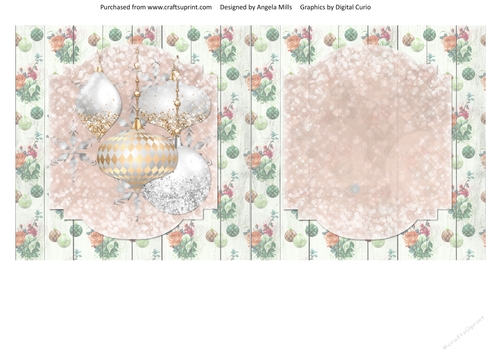 6 x 6 Card Insert Christmas Baubles Insert 14, Gold/Peach/White