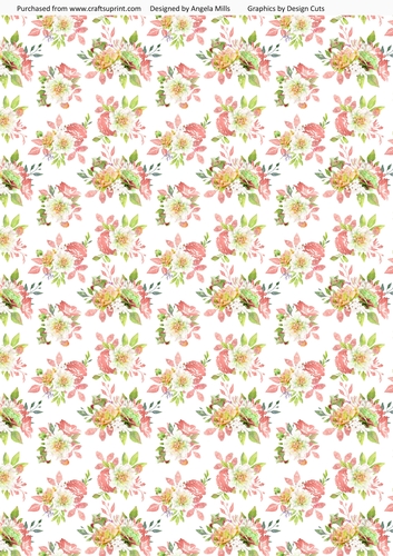 A4 Paper Fairy Garden 5 Yellow/Green/Pink Watercolour Floral