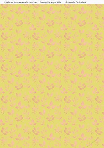 A4 Paper Fairy Garden 5 Yellow/Pink Watercolour Leaves
